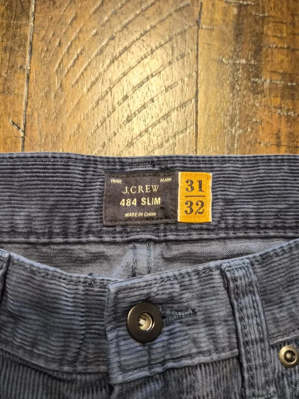 J Crew 484 Corduroy Pants Mens 31x32 Blue Slim Cotton Stretch Casual G487